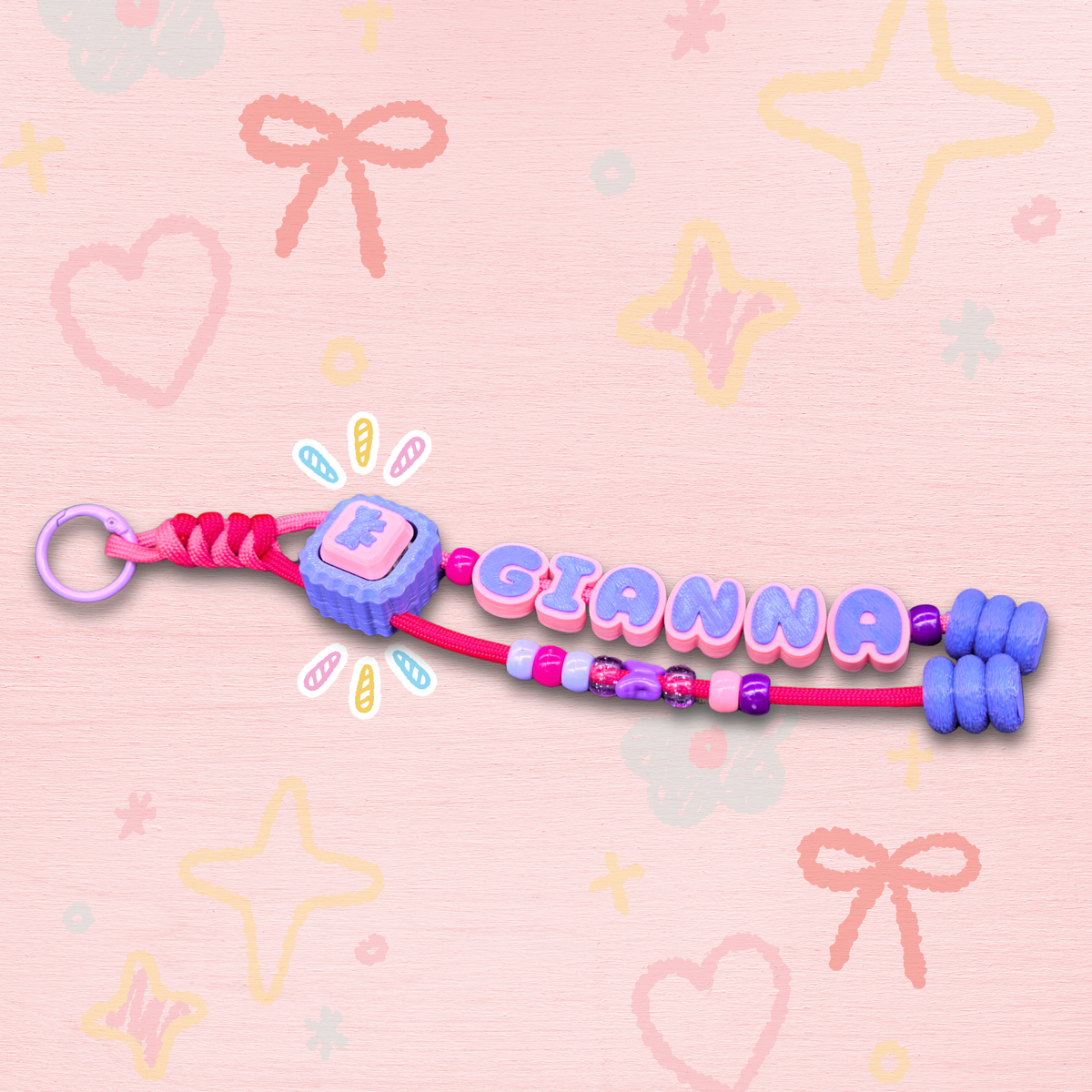Chunky Letters Paracord Keychain with Clicker