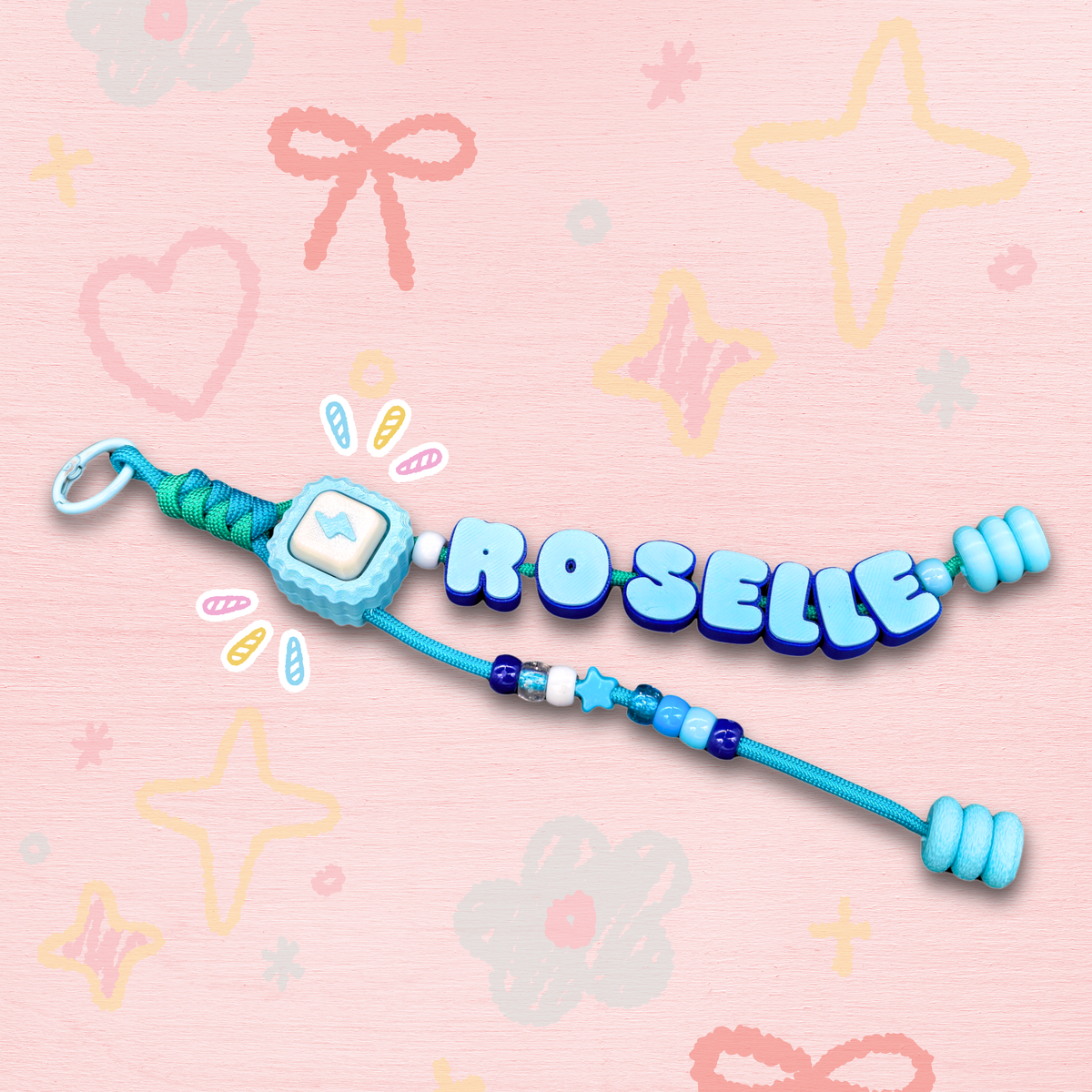 Chunky Letters Paracord Keychain with Clicker