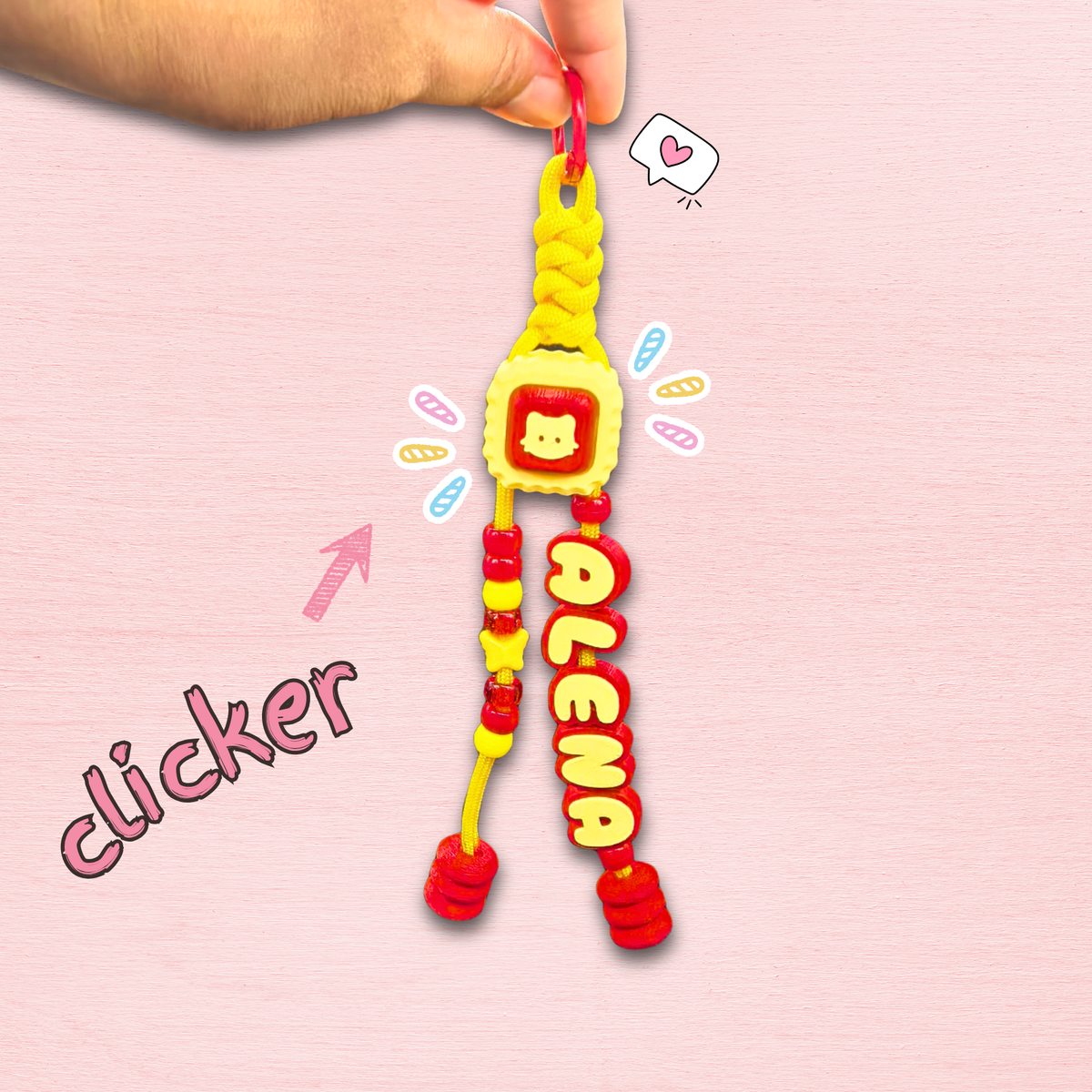 Chunky Letters Paracord Keychain with Clicker